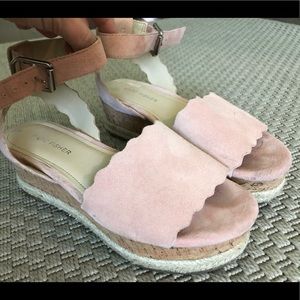 Marc Fisher Pink Suede Wedge Sandals Worn twice
